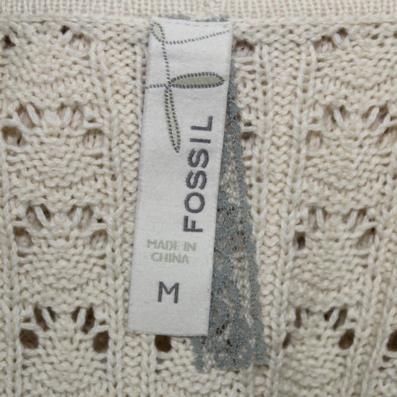⬇️$20 Fossil Cream Crochet  Lace Short Sleeve Cardigan - Picture 10 of 13